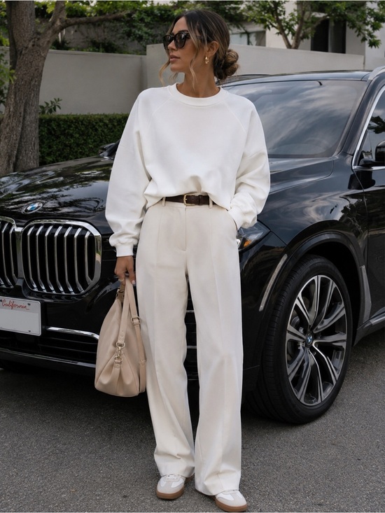Commense Tops - Commense Oversized White Sweatshirt S NWT Crewneck Raglan Sleeve Boxy Pullover